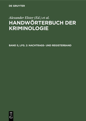 Sieverts / Elster / Schneider | Nachtrags- und Registerband | Buch | 978-3-11-231020-5 | sack.de