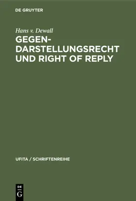 Dewall |  Gegendarstellungsrecht und Right of reply | eBook | Sack Fachmedien