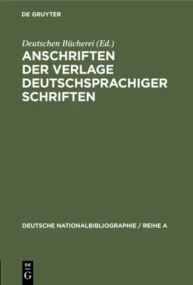  Anschriften der Verlage deutschsprachiger Schriften | eBook | Sack Fachmedien