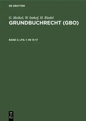 Imhof / Riedel |  §§ 13–17 | eBook | Sack Fachmedien