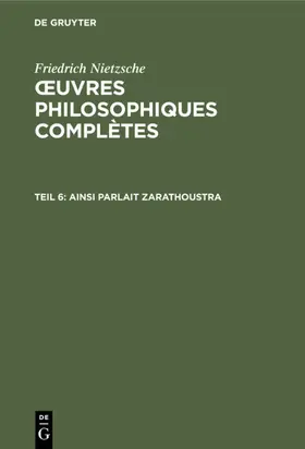 Nietzsche |  Ainsi parlait Zarathoustra | eBook | Sack Fachmedien