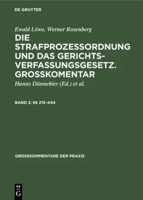 Dünnebier / Löwe / Gollwitzer | §§ 213–444 | E-Book | sack.de