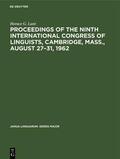 Lunt |  Proceedings of the Ninth International Congress of Linguists, Cambridge, Mass., August 27–31, 1962 | eBook | Sack Fachmedien