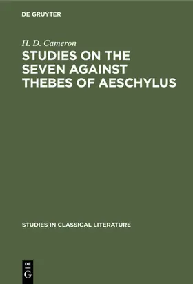 Cameron | Studies on the Seven Against Thebes of Aeschylus | E-Book | www.sack.de