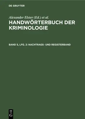 Elster / Sieverts / Lingemann |  Nachtrags- und Registerband | eBook | Sack Fachmedien