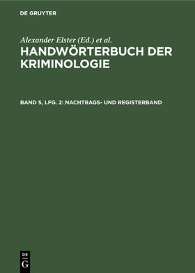 Elster / Sieverts / Lingemann | Nachtrags- und Registerband | E-Book | sack.de