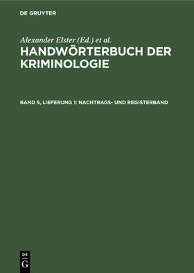 Elster / Sieverts / Lingemann | Nachtrags- und Registerband | E-Book | sack.de