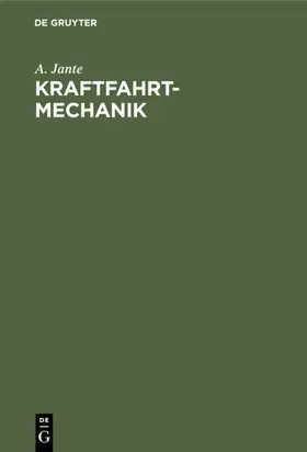 Jante |  Kraftfahrt-Mechanik | eBook | Sack Fachmedien