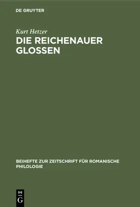 Hetzer | Die Reichenauer Glossen | E-Book | www.sack.de