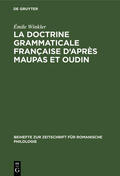 Winkler |  La doctrine grammaticale française d'après Maupas et Oudin | Buch |  Sack Fachmedien