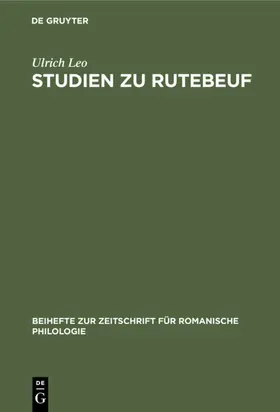 Leo |  Studien zu Rutebeuf | Buch |  Sack Fachmedien