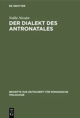 Nicolet | Der Dialekt des Antronatales | E-Book | www.sack.de