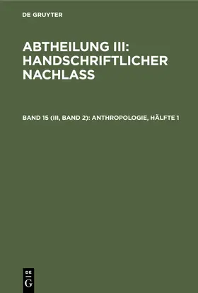 Degruyter |  Anthropologie, Hälfte 1 | Buch |  Sack Fachmedien