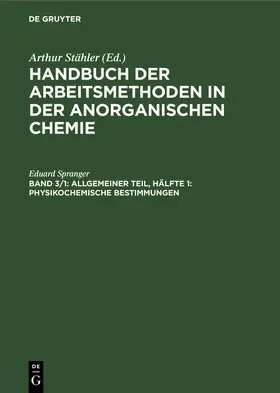 Spranger |  Allgemeiner Teil, Hälfte 1: Physikochemische Bestimmungen | Buch |  Sack Fachmedien