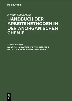 Spranger |  Allgemeiner Teil, Hälfte 1: Physikochemische Bestimmungen | eBook | Sack Fachmedien