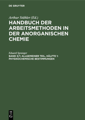 Spranger | Allgemeiner Teil, Hälfte 1: Physikochemische Bestimmungen | E-Book | sack.de