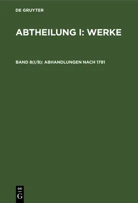 Degruyter |  Abhandlungen nach 1781 | Buch |  Sack Fachmedien