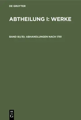 Abhandlungen nach 1781 | E-Book | www.sack.de