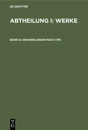 Degruyter |  Abhandlungen nach 1781 | Buch |  Sack Fachmedien
