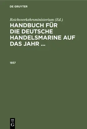 Reichsverkehrsministerium | 1937 | E-Book | www.sack.de
