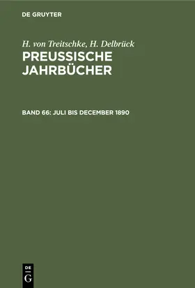 Delbrück / Treitschke |  Juli bis December 1890 | Buch |  Sack Fachmedien
