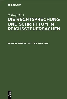 Kloß |  Enthaltend das Jahr 1928 | eBook | Sack Fachmedien