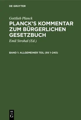 Planck / Brodmann / Ebbecke |  Allgemeiner Teil (§§ 1¿240) | Buch |  Sack Fachmedien