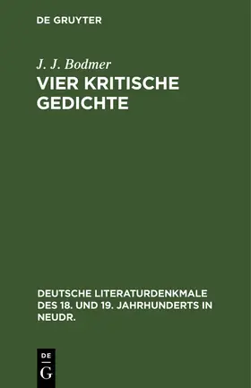 Bodmer |  Vier kritische Gedichte | Buch |  Sack Fachmedien