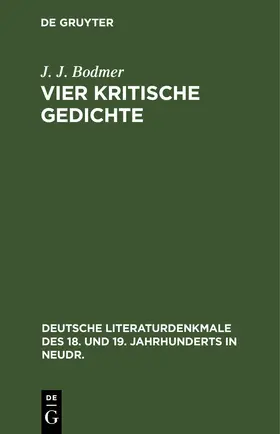 Bodmer | Vier kritische Gedichte | E-Book | www.sack.de