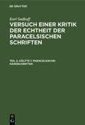 Sudhoff |  Paracelsische-Handschriften | Buch |  Sack Fachmedien