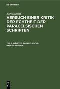 Sudhoff |  Paracelsische-Handschriften | eBook | Sack Fachmedien