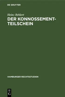 Behlert |  Der Konnossement-Teilschein | eBook | Sack Fachmedien
