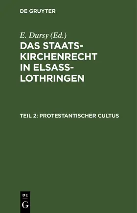 Dursy |  Protestantischer Cultus | Buch |  Sack Fachmedien