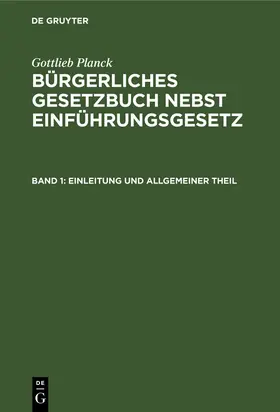 Planck |  Einleitung und Allgemeiner Theil | Buch |  Sack Fachmedien