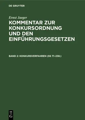 Jaeger |  Konkursverfahren (§§ 71-238.) | Buch |  Sack Fachmedien