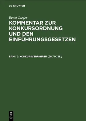 Jaeger |  Konkursverfahren (§§ 71–238.) | eBook | Sack Fachmedien