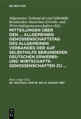 Crüger | Rostock, vom 25. bis 27. August 1897 | Buch | 978-3-11-239349-9 | www.sack.de