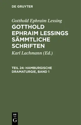 Lachmann / Lessing |  Hamburgische Dramaturgie, Band 1 | eBook | Sack Fachmedien