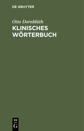 Dornblüth |  Klinisches Wörterbuch | Buch |  Sack Fachmedien