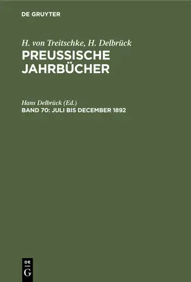 Delbrück |  Juli bis December 1892 | Buch |  Sack Fachmedien