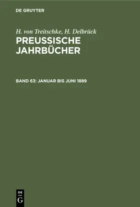 Delbrück / Treitschke |  Januar bis Juni 1889 | Buch |  Sack Fachmedien