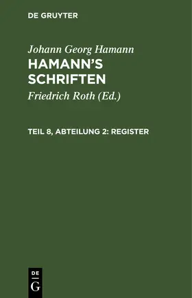 Roth / Hamann |  Register | eBook | Sack Fachmedien