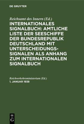 Reichverkehrsministerium | 1. Januar 1938 | E-Book | sack.de