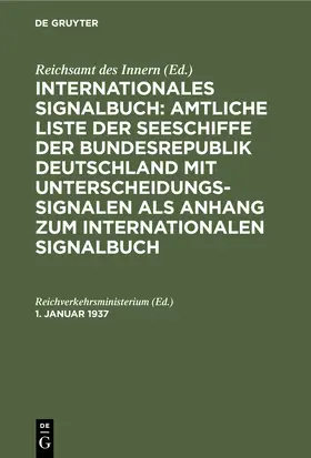 Reichverkehrsministerium |  1. Januar 1937 | Buch |  Sack Fachmedien
