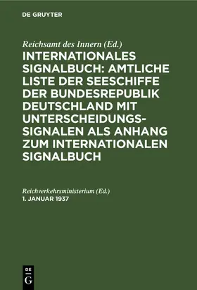 Reichverkehrsministerium |  1. Januar 1937 | eBook | Sack Fachmedien