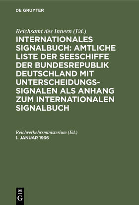 Reichverkehrsministerium | 1. Januar 1936 | Buch | 978-3-11-241255-8 | sack.de