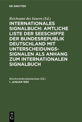 Reichverkehrsministerium | 1. Januar 1935 | E-Book | sack.de