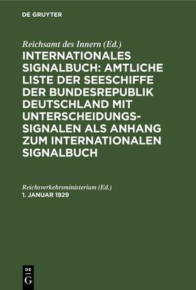 Reichsverkehrsministerium | 1. Januar 1929 | E-Book | sack.de