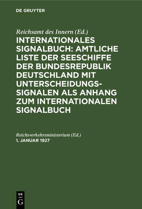 Reichsverkehrsministerium | 1. Januar 1927 | Buch | 978-3-11-241265-7 | sack.de