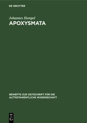 Hempel |  Apoxysmata | Buch |  Sack Fachmedien